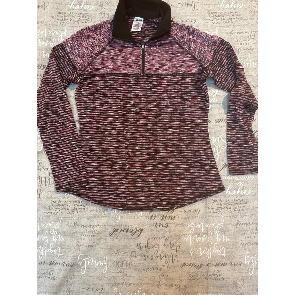 Avia Womens Medium Purple Space Dye Quarter Zip Pullover Activewear Top M 8-10